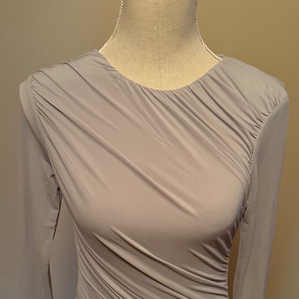 Zara light purple Long Sleeve Gathered Top - Picture 3 of 4